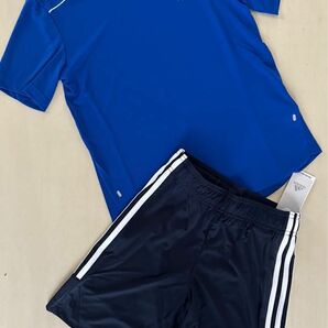 新品タグ付き　adidasアディダス　140cmセットアップ ブルー×ネイビー