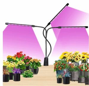 植物育成ライト LED 植物ライト 30ｗ 3ヘッド 定時機能　電源アダプタ付き