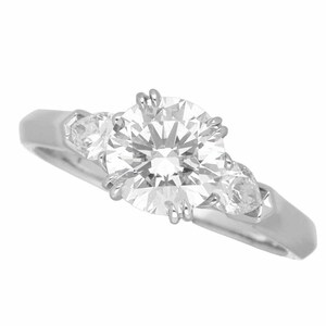 HW Harry Winston diamond (1.15ct F-VS1-3Ex) round Classic pair Shape ring PT950 approximately 9 number GIA expert evidence 