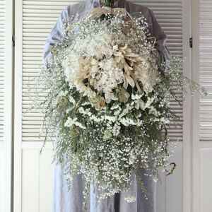 *kashun* (75cm) * extra-large * hand made gypsophila . sea lavender. white swag/ dry flower / Mother's Day / gift / present / opening festival .