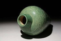 博物館展示品　来歴有　243　宋時代　吉州窯緑釉梅瓶　高さ約19.6cm　（検)人物紋 花瓶 緑釉 唐物 中国美術 古玩_画像5
