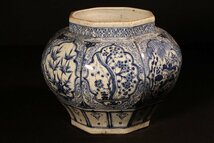 博物館展示品　来歴有　129　元時代　元染付大壺　幅約34cm　(検)青花 大壺 飾壺 花鳥紋 松竹梅紋 唐物 中国美術_画像5