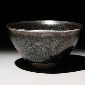 博物館展示品 来歴有 468 宋時代 銀覆輪天目茶碗 径約12.6cm (検)変釉 油滴天目 茶器 茶道具 中国美術の画像5