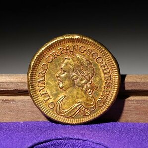 ☆百合☆歐洲銀貨 直径約43.89mm (検)オリバークロムウェル イギリス クラウン銀貨 硬貨 アンティークコインの画像3