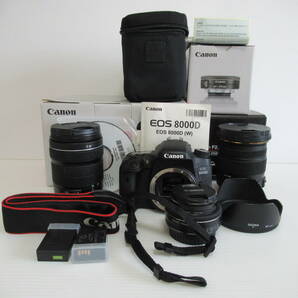カメラ キャノン EOS 8000D カメラレンズ EFS18-135㎜/EFS24㎜/SIGMA17-50㎜ 箱付き 動作未確認 100サイズ発送 p-2596086-276-mrrzの画像1