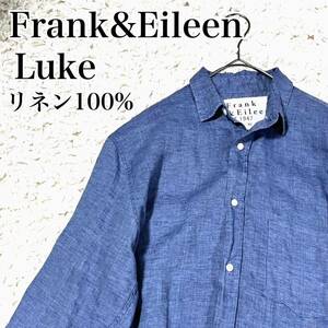 至極の一品 美品 Frank&Eileen フランクアンドアイリーン シャツ 長袖 LUKE ルーク リネン 春夏 レギュラーカラー ネイビー 青 XS M