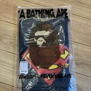 A BATHING APE アベイシングエイプ LサイズTシャツ BAPE スーパーマン ネイビーの画像1