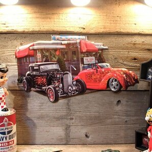 1円 新品 ガレージインテリアに最高 ダイカット Route66 エンボス 男前インテリア 看板 アメリカンインテリアの画像2