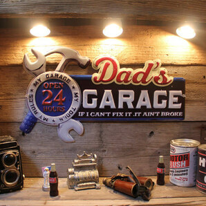 1円 新品 BIGサイズ！DAD’S garage 看板 サインプレート ガレージサイン アメリカンインテリア 男前インテリア サビ風の画像1