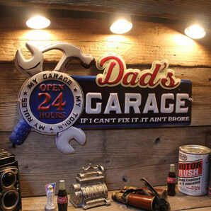 1円 新品 BIGサイズ！DAD’S garage 看板 サインプレート ガレージサイン アメリカンインテリア 男前インテリア サビ風の画像2