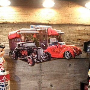 1円 新品 ガレージインテリアに最高 ダイカット Route66 エンボス 男前インテリア 看板 アメリカンインテリアの画像1