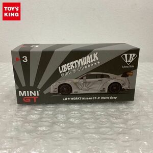 1円〜 MINI GT LB★WORKS ニッサン GT-R R35 マットグレー タイプI リアウィングver.1 LHD