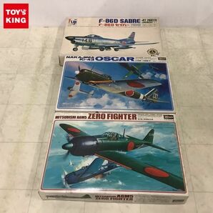 1円〜 Fuji 1/50 日本航空自衛隊 全天候戦闘機 F-86D セイバー、ハセガワ 1/32 三菱 零式艦上戦闘機 52型、一式戦 隼の画像1