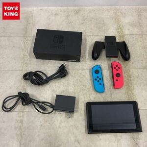 1円〜 動作確認/初期化済 箱無 Nintendo Switch HAC-001(-01) 本体 Joy-Con ネオンブルー ネオンレッド HDMIケーブル 他