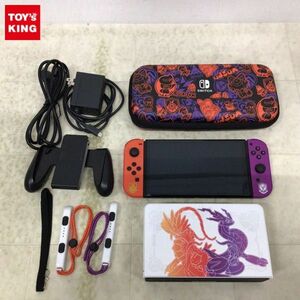 1円〜 動作確認/初期化済 箱無 Nintendo Switch 有機ELモデル HEG-001 スカーレット・バイオレットエディション キャリングポーチ付