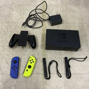 1円〜 動作確認/初期化済 箱無 Nintendo Switch HAC-001 本体 Joy-Con ブルー ネオンイエロー ドック 他の画像8