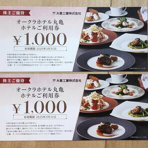 オークラホテル丸亀ホテル ご利用券 2000円 大倉工業 株主優待券 送料無料 即決の画像1