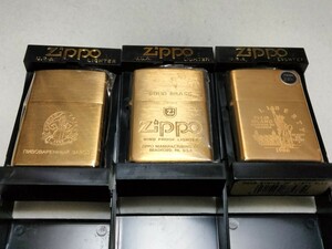 zippo solid brass 2001年製 3種セット 展示未使用