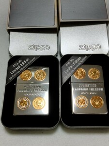 zippo 24K Gold Inlay 2002年製 2個セット 展示未使用