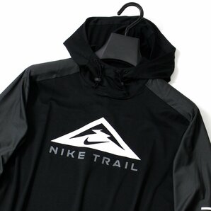 新品 NIKE ナイキ トレイル ランニング パーカー L 黒 プルオーバー フーディ TRAIL Dri-FIT ビッグロゴ ブラック 春夏 ◆CC2142Aの画像3