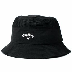 新品 キャロウェイ ゴルフ 吸汗速乾 バケット ハット サイズフリー Callaway 帽子 ロゴ刺繍 小物 メンズ 黒 ブラック ◆CN1941の画像1