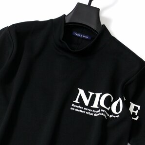 新品 NICOLE ニコル ゴルフ 吸水速乾 中厚 モックネック 半袖 シャツ 48 (L) 黒 GOLF ハイネック シャツ メンズ ウェア 春夏 ◆CC2178Bの画像3