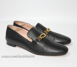 BALLY Bally DARCIE FLAT Bab -shu Loafer чёрный чёрная кожа натуральная кожа 39 размер примерно 24.5~25cm Италия производства б/у прекрасный товар женский 