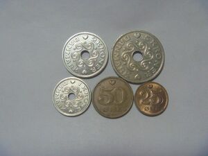 デンマーク 古銭 ハートの硬貨 5種セット×2 コイン 外国貨幣 外国銭 まとめ売り 同梱割引あり