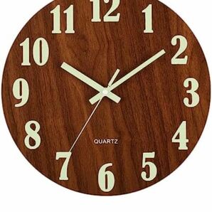 壁掛け時計 おしゃれ 木製 夜光 静音 壁時計 北欧 丸型 直径30cm 電池式 未使用品