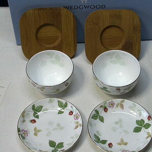 wedgwood/ウェッジウッド★ジャパニーズ ティーカップ＆ソーサー 茶托竹製付き ペアーセットの画像2