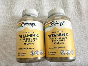 Solaray（ソラレー） 持続放出ビタミンC、ローズヒップ＆アセロラ配合、1,000mg、ベジカプセル250粒　タイムリリース　2個セット