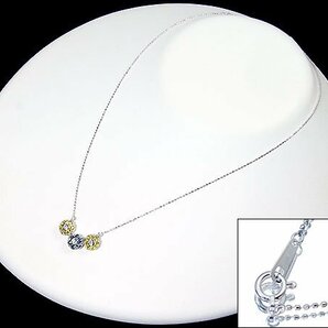 1円～【ジュエリー極】3カラー輝く！ブルー＆イエロー＆クリアダイヤモンド1.05ct 高級K18WGペンダントネックレス t4194mm【送料無料】の画像5