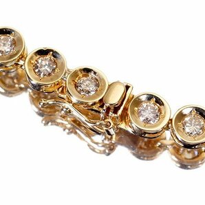 1円～【ジュエリー極】上品な輝き！上質天然ブラウンダイヤモンド3.018ct 超高級K18YGフルエタニティブレスレット k8427iim【送料無料】の画像3