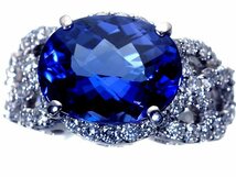 1円～【ジュエリー極】超希少宝石！超大粒天然タンザナイト6.30ct＆ダイヤモンド1.01ct 超高級Pt900リング h6548iul【送料無料】_画像2