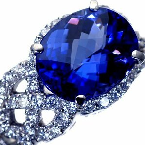 1円～【ジュエリー極】超希少宝石！超大粒天然タンザナイト6.30ct＆ダイヤモンド1.01ct 超高級Pt900リング h6548iul【送料無料】の画像3