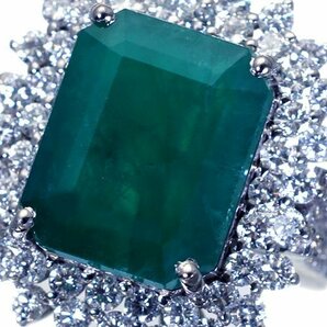 1円～【ジュエリー極】超希少品！超特大天然濃厚エメラルド6.97ct＆極上ダイヤモンド1.39ct 超高級K18WGリング h6558irl【送料無料】の画像1