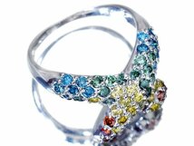 1円～【ジュエリー極】豪華カラフルデザイン輝く！良質天然4カラーダイヤモンド1.04ct 高級Pt900リング t4224oo【送料無料】_画像3