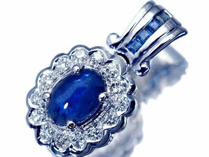 1 иена ~ [Ювелирные полюсы] Cubon Natural Blue Sapphire 1,22CT &amp; Square Sapphire 0,10CT &amp; Diamond 0,12CT PT900 HEAD A1088IU [БЕСПЛАТНАЯ ДОСТАВКА]