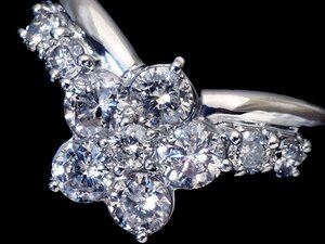 1 jpy ~[ jewelry ultimate ] beautiful flower design shines! good quality natural diamond 1.00ct high class Pt900 ring t4253ku[ free shipping ]