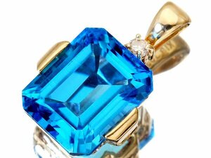1 иен ~[ ювелирные изделия высшее ] освежение голубой! хорошо качество натуральный голубой топаз 5.00ct& diamond 0.05ct высококлассный K18YG подвеска head t4261iu[ бесплатная доставка ]