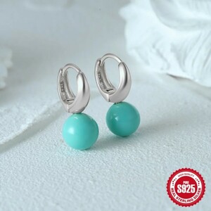 X552 earrings lady's turquoise turquoise silver blue S925