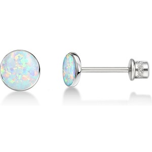 A223 earrings silver white opal titanium lady's silver 925