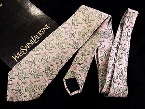 ♪今週の特売980円～♪1604♪状態並品【YSL】サンローラン【花 葉っぱ 植物 柄】ネクタイ♪