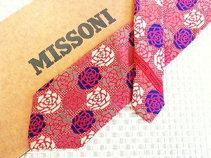 ♪33936D♪状態並品【花 バラ 植物 柄】ミッソーニ【MISSONI】ネクタイ