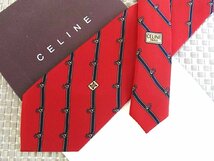 ♪33930D♪状態並品【金具 ストライプ ロゴ入 柄】セリーヌ【CELINE】ネクタイ_画像1