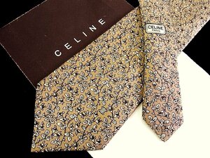 ♪今週の特売980円～♪1649♪状態並品【CELINE】セリーヌ【花 蕾 葉っぱ 植物 柄】ネクタイ♪