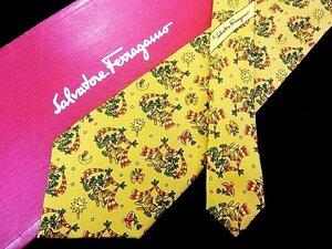 ♪今週の特売980円～♪1629♪状態並品【Ferragamo】フェラガモ【虎 トラ 動物 蝶 太陽 月 星 柄】ネクタイ♪