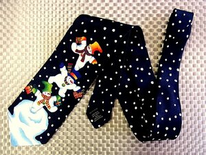 ★RB0565★【雪だるま スノーマン 柄】タイラック【美品】ネクタイ