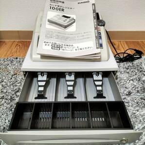 ★中古美品★CASIO 100ER 電子レジスター 4部門 業務用 計算機 レジ 取扱説明書付き 店舗用 レジ打ち 物理キーなしの画像4