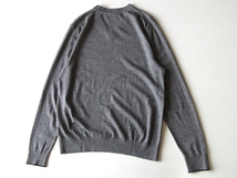 PS Paul Smith ポールスミス 2017SS WOOL HIGH GAUGE V-NECK SWEATER ロゴ刺繍 ウール ハイゲージ Vネック ニット セーター XL グレー_画像3